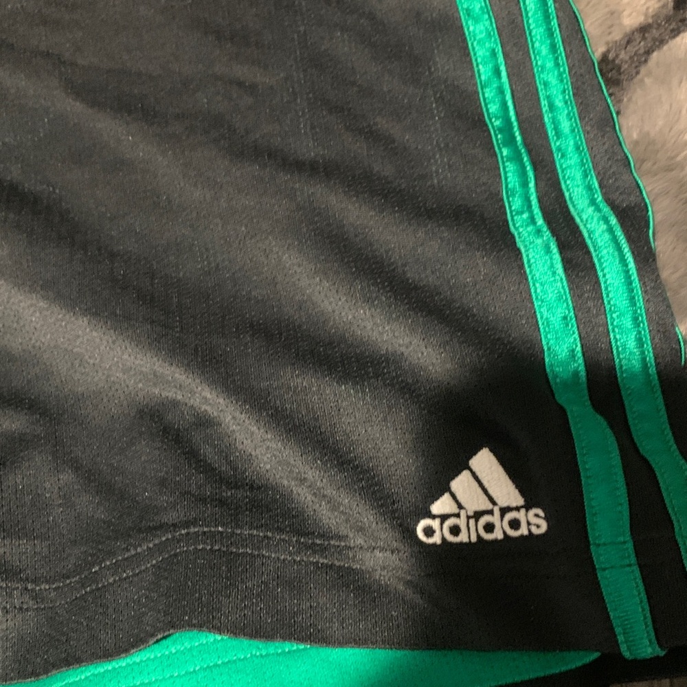 #356 Adidas Reversible Black Shorts with Green Trim - Picture 2 of 9